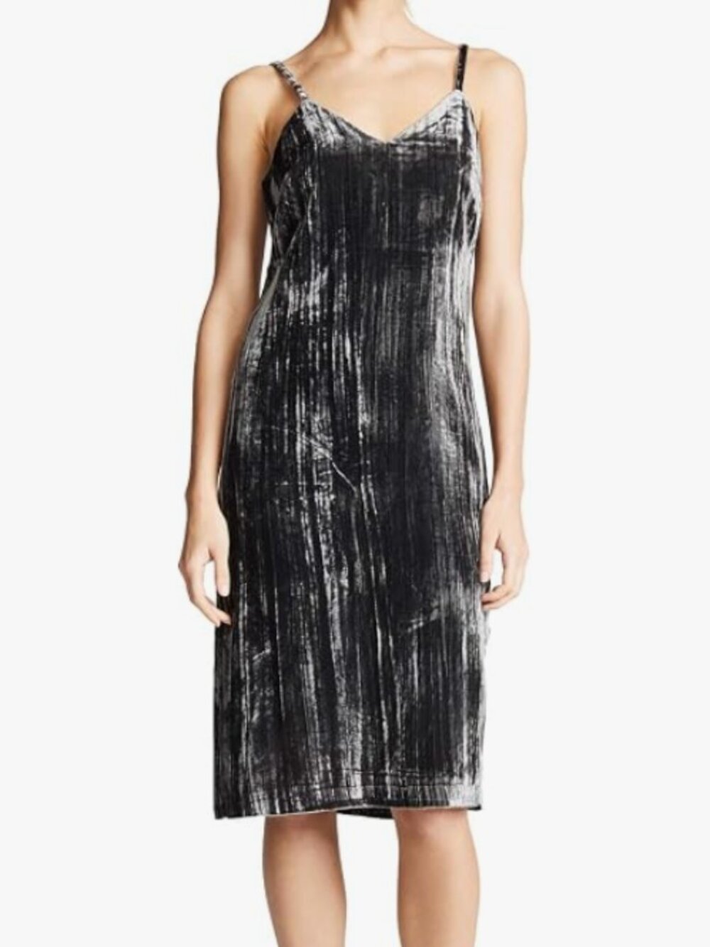 Splendid Black Crushed Velvet Midi Slip Dress Size XS NWT - Picture 2 of 13